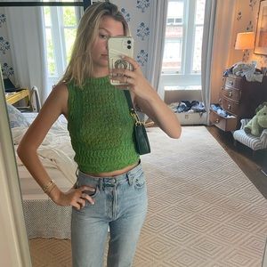 Zara green crochet tank